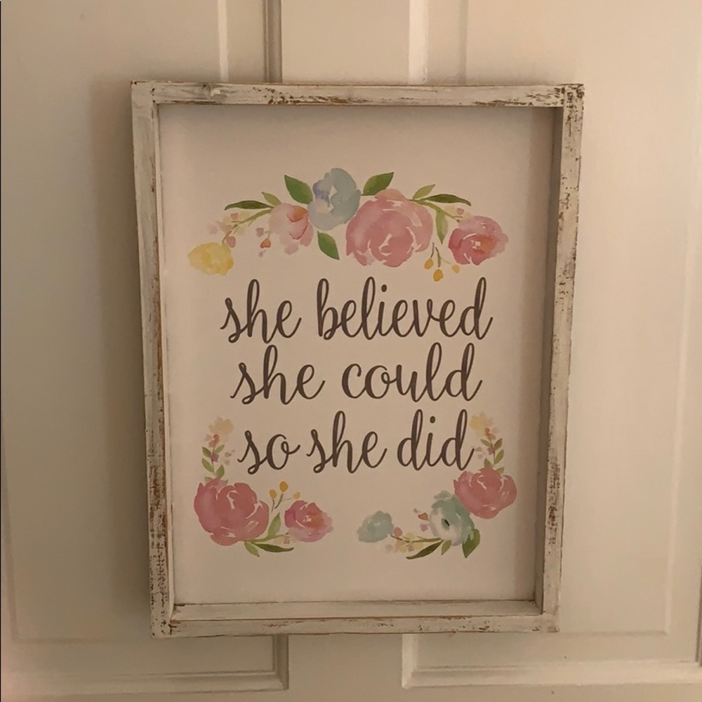 Inspirational sign with flower border